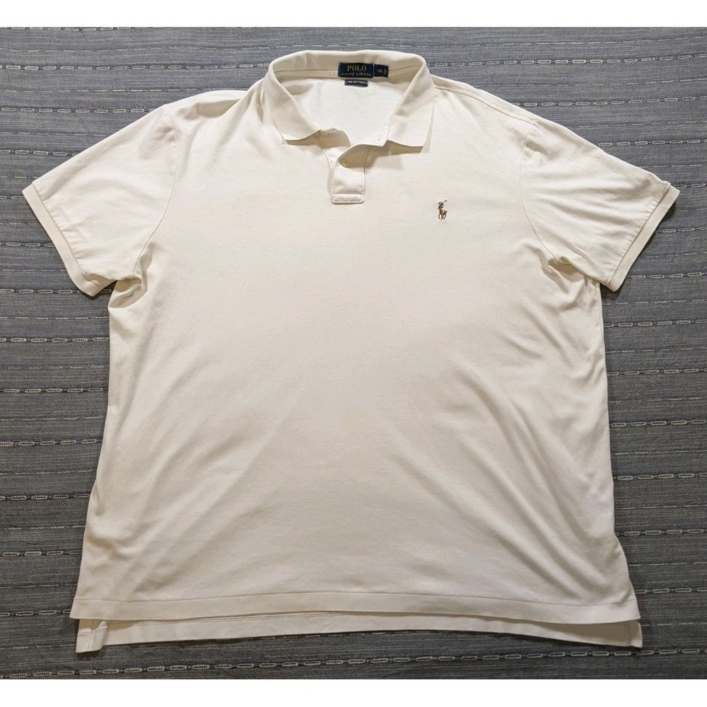 Polo Ralph Lauren Shirt Mens XXL White Pima Soft Touch Short Sleeve Polo Pony